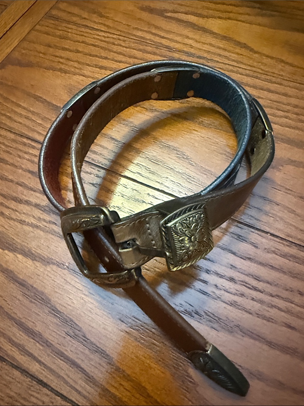 Vintage 90s Brighton Multicolor Leather Colorblock Concho Belt